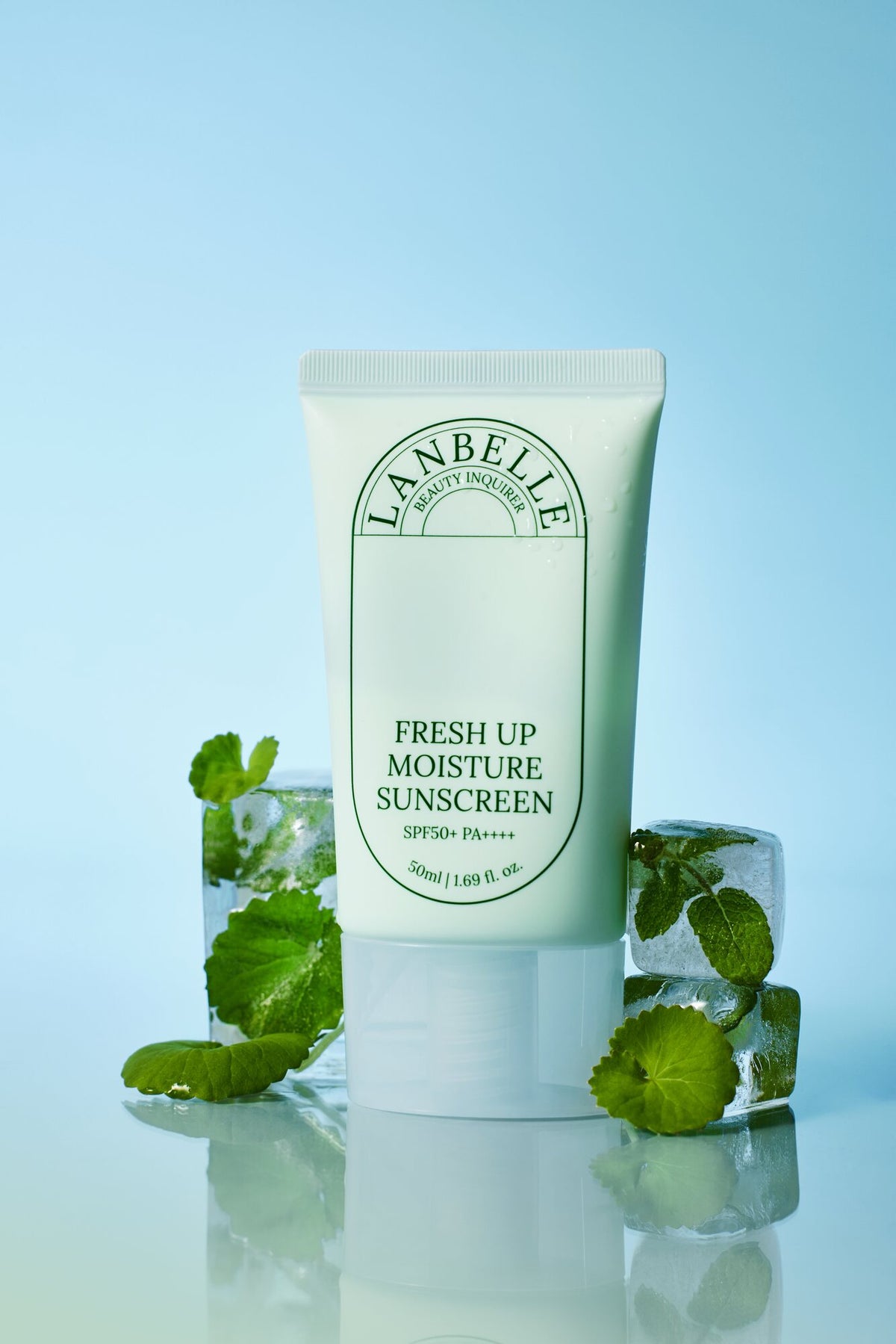 LANBELLE Fresh Up Moisture Sunscreen 50ml: ice display portrait